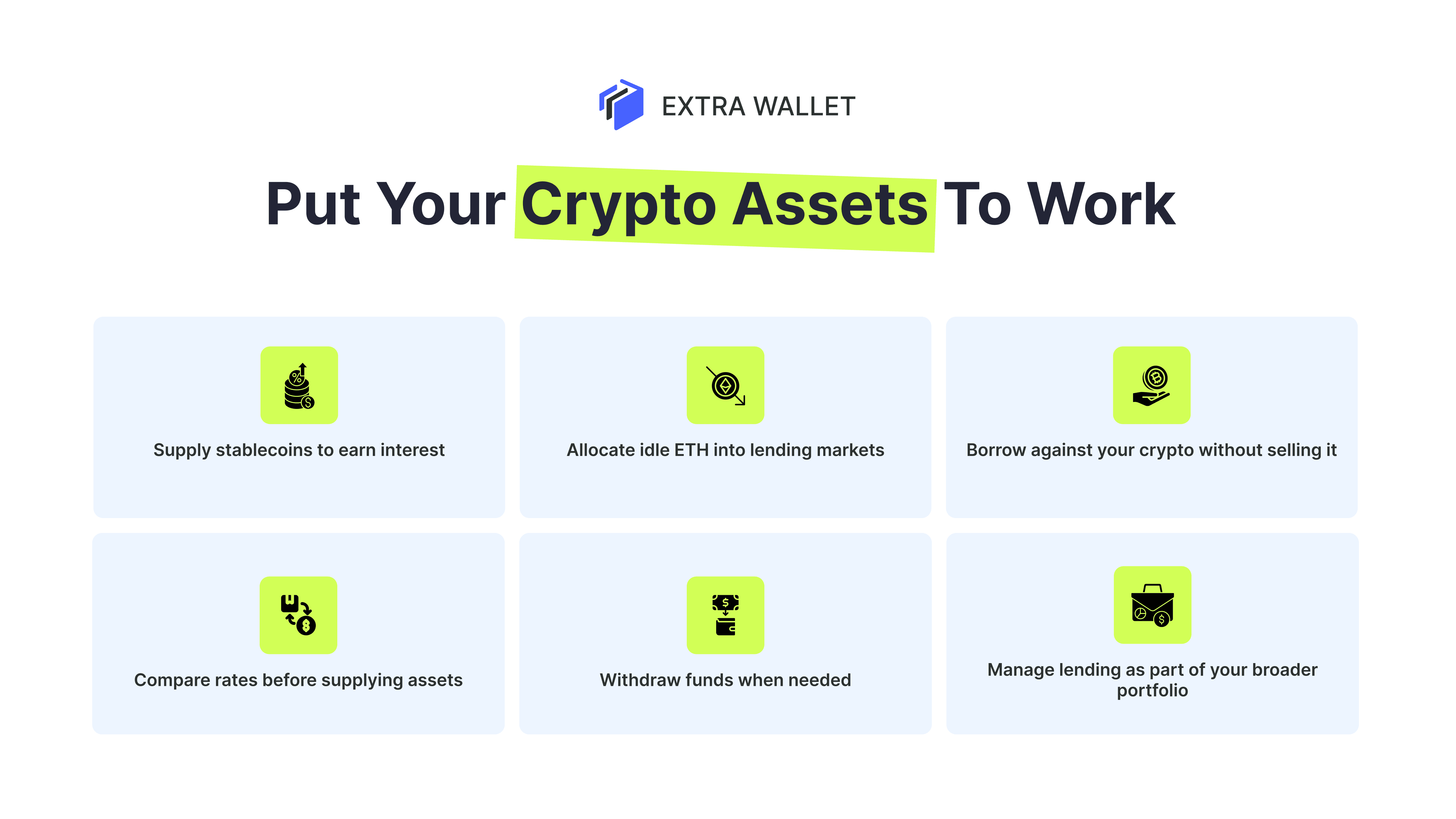 Put your crypto assets to work in EXTRA WALLET